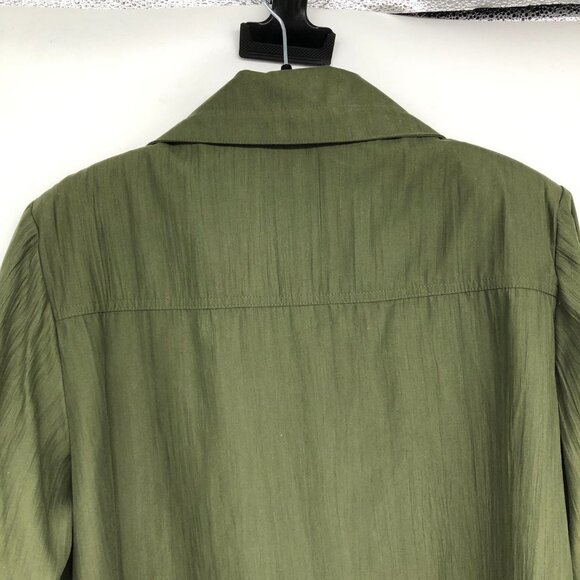 Alia Moss Green Full Zip Up Shirt or Lightweight Jacket size 10 - Picture 5 of 13